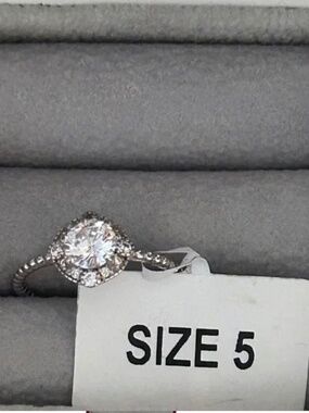 Charmed Aroma - Halo Solitaire Ring in Silver with Clear Center Stone